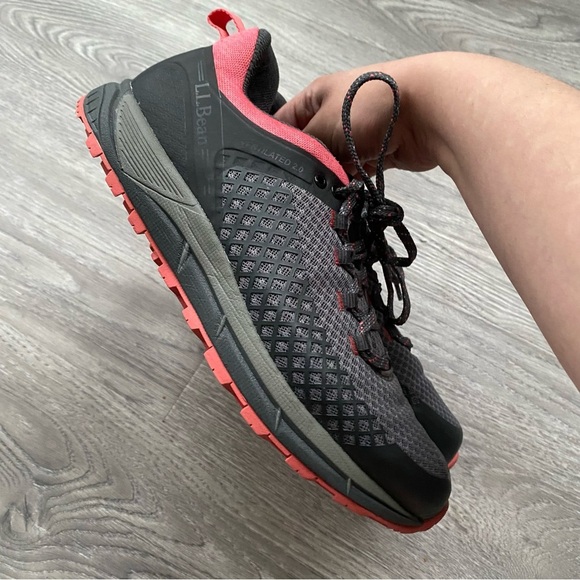 L.L. Bean Women's North Peak Ventilated Trail Shoes Gray/Coral Size 9.5 - Picture 3 of 9